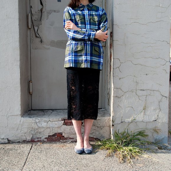 NWT EQUIPMENT Green Plaid Military Style Button Down Cotton Jacket Size M $298 - Picture 10 of 12